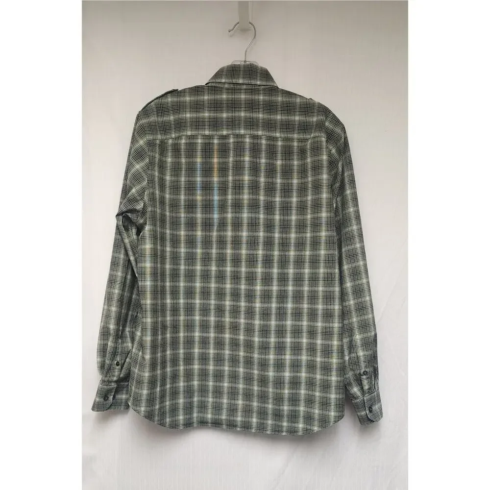 Banana Republic Button Down Slim Fit Mens Multi Green Plaid Shirt Sz M 15-15.5